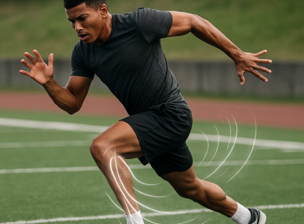 Atleta trabajando velocidad y reaccion